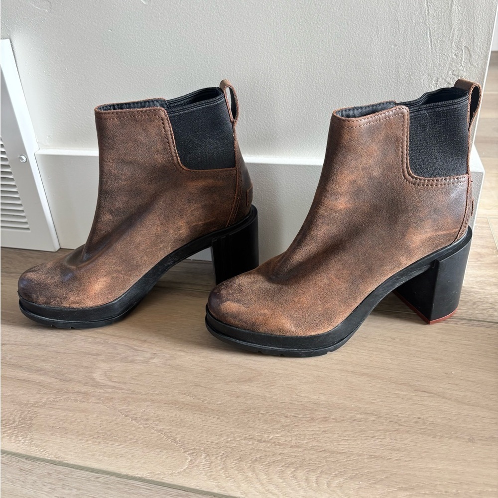 Womens Sorel Blake Chelsea Boot Burro Brown 8.5 Waterproof High Block Heel